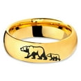 thumbnail image 2 of Tungsten Adult Bear Cub Following Walking Band Ring 7mm Men Women Comfort Fit 18k Yellow Gold Dome Polished, 2 of 4