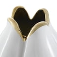 thumbnail image 4 of DecMode 11" Floral Dimensional Shaped White Ceramic Vase with Metallic Gold Rim, 4 of 9