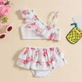 thumbnail image 2 of 3T Swimsuit Girls Summer Floral Printed Ruffles Two Piece Swimwear Swimsuit Bikini Beach Bathing Suit,White,5-6 Years, 2 of 5