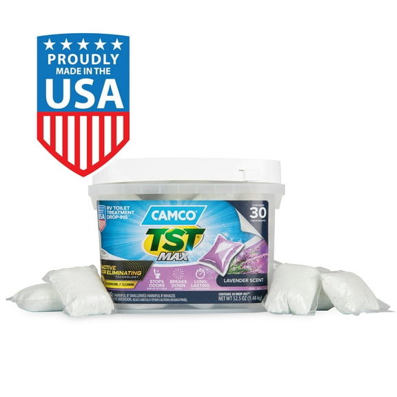 Camco TST MAX RV Toilet Treatment Lavender Scented Drop-Ins, 30 Count (41553)