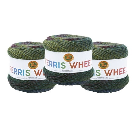 UPC: 0842093116547 | Lion Brand Yarn Ferris Wheel Imaginary Garden Self-Striping Cake Medium Acrylic Multi-color Yarn 3 Pack