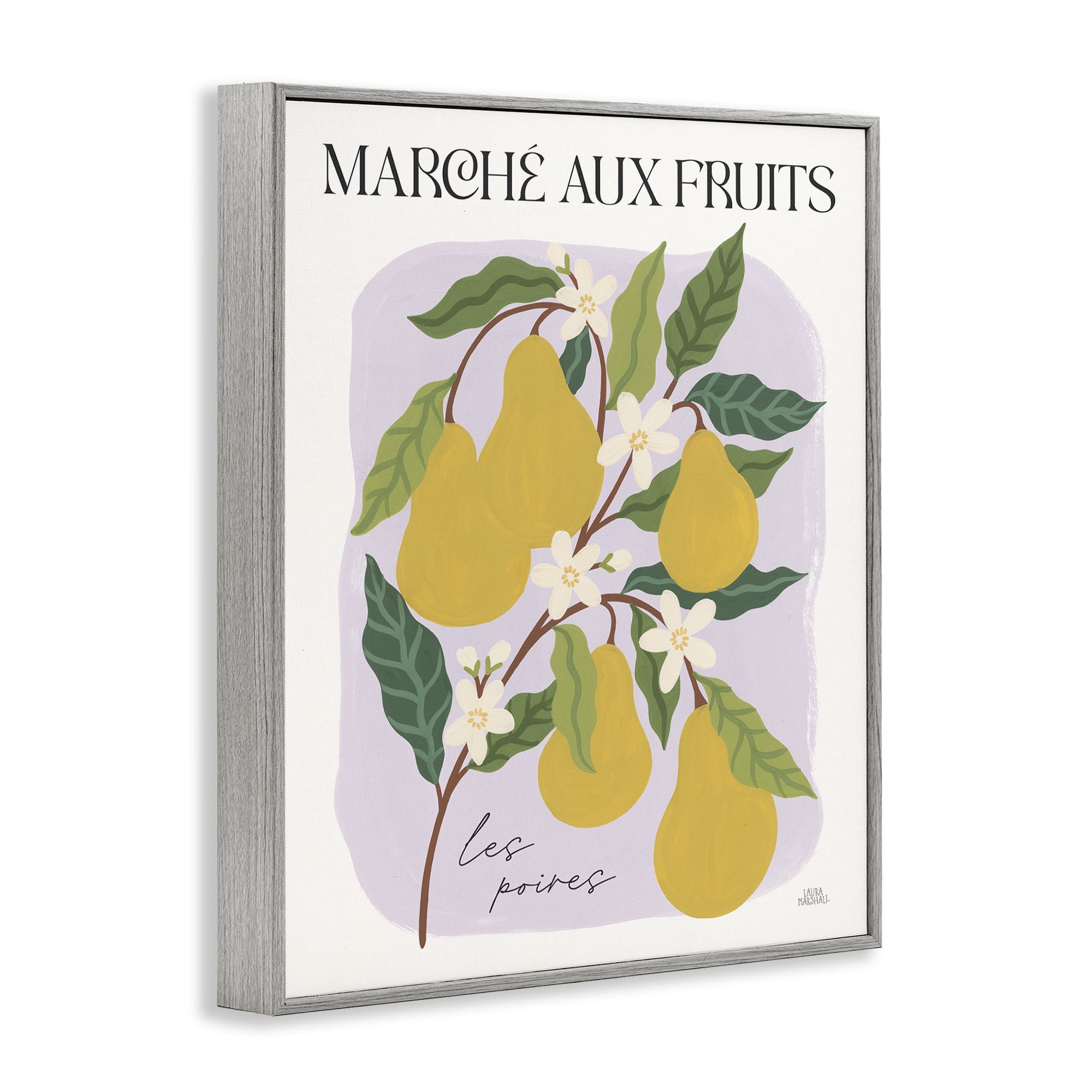 Stupell Industries Marche Aux Pears Food & Beverage Painting Gray Framed Art Print Wall Art, 11 x 14