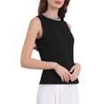 thumbnail image 4 of INSPIRAR CHIC Blusa sin mangas de verano para mujeres, blusas de tanque casuales para trabajo y oficina, con cuentas, talla XL, color negro, 4 of 5