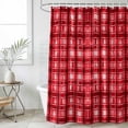 thumbnail image 6 of Polyester Fabric Red Plaid Shower Curtain, Modern Art Checkered Farmhouse Waterproof Bathtub Curtain Bathroom Decor Set with Hooks 72 x 78 Inches, 6 of 6