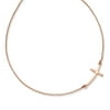 14k Rose Gold Large Sideways Curved Cross Necklace