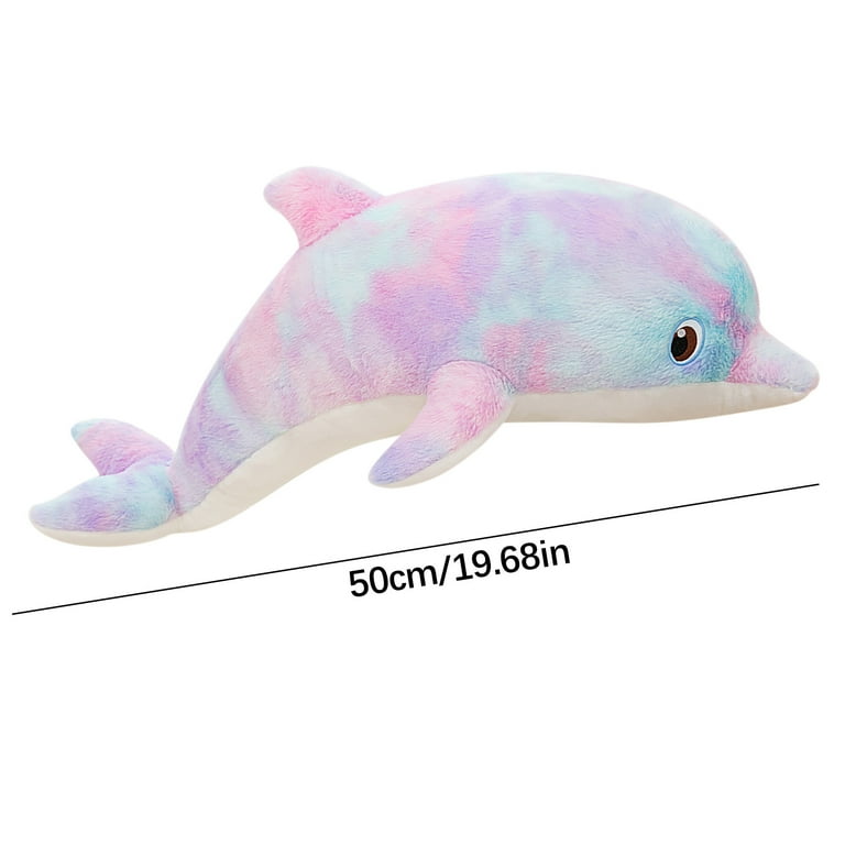 Dealovy Plush Toy Cute Colorful Dolphin Doll Colorful Dolphin Stuffed Animals Plush Pillow Super Soft Sea Animal Plush Toys Dolls for Boys Girls