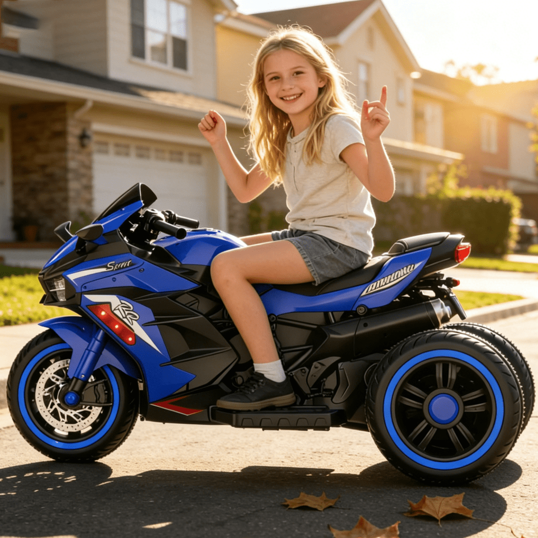 Zogymoz 12V Electric Motorcycle for Kids, Powered Ride on Motorcycle with LED Lights, Bluetooth Music