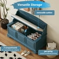 thumbnail image 6 of Harper & Bright Designs Retro Shoe Storage Bench with Cushion, Entryway Rattan Shoe Bench with Seat and Safe Soft-Close Devices for Hallway Living Room, Antique Navy, 6 of 15