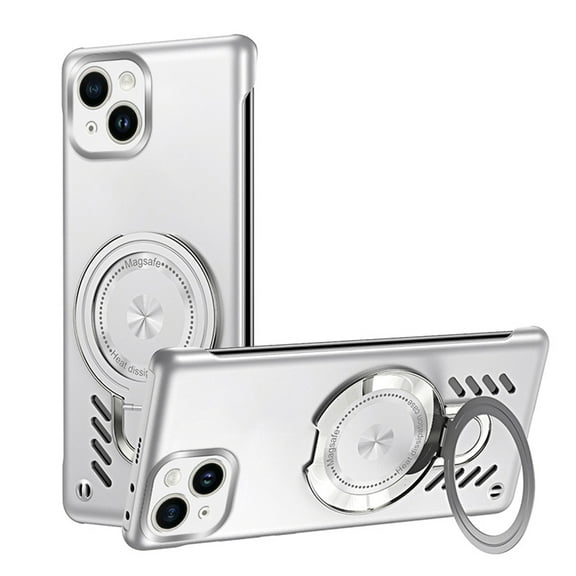 Allytechgroup iPhone 14 Plus Case Cover, Ultra-Slim Bumper with Ring Holder Stand Perfect for Apple Fans Seeking Style & Magsafe Anti-Scratch Phone Case for Apple iPhone 14 Plus, Silver