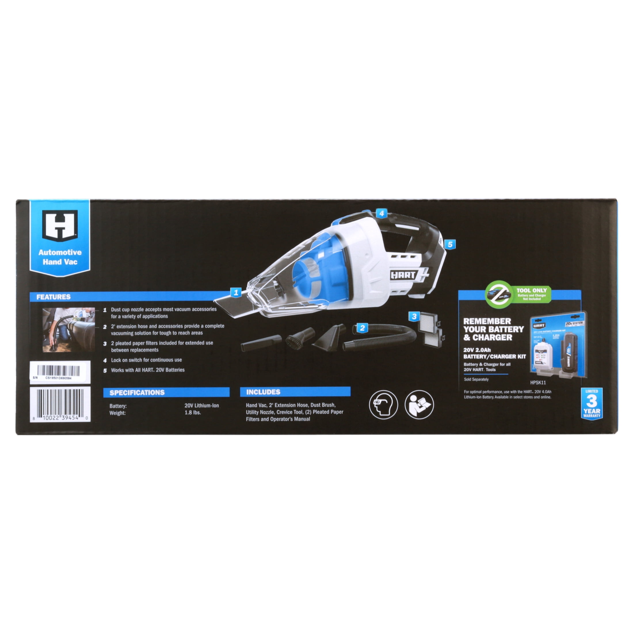 HART 20-Volt Cordless Automotive Hand Vac (Battery Not Included)