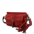 thumbnail image 3 of Whitney Womens Vegan Leather Laced Flap Messenger Crossbody Bag by Ampere Creations - Burgundy, 3 of 6