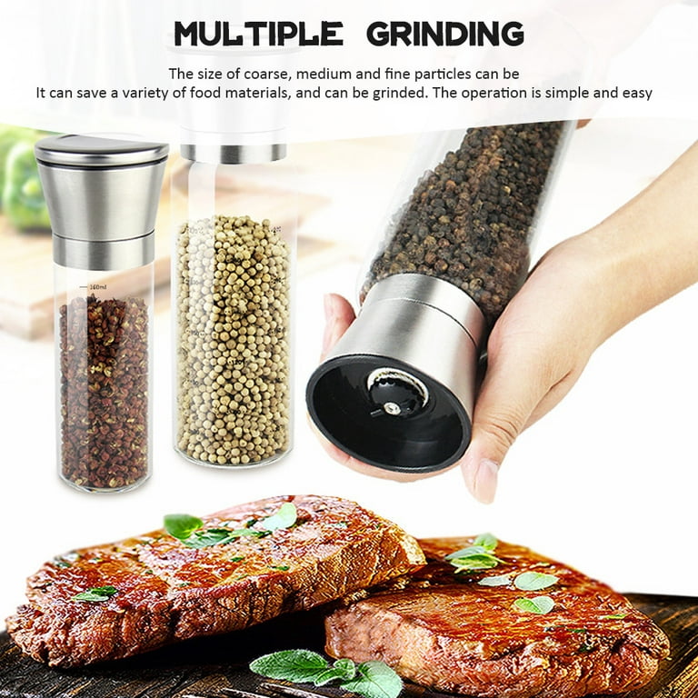 Gorgeous Salt And Pepper Grinder Set - Refillable Stainless Steel Shakers  With Adjustable Coarse Mills - Enjoy Your Favorite Spices, Fresh Ground  Pepper, Himalayan Or Sea Salts, 