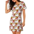 thumbnail image 2 of Fotbe Santa Claus bells Bata de Dormir para Mujer con Estampado, Camisón de Algodón de Manga Corta, Ropa de Dormir Casual, 2 of 6
