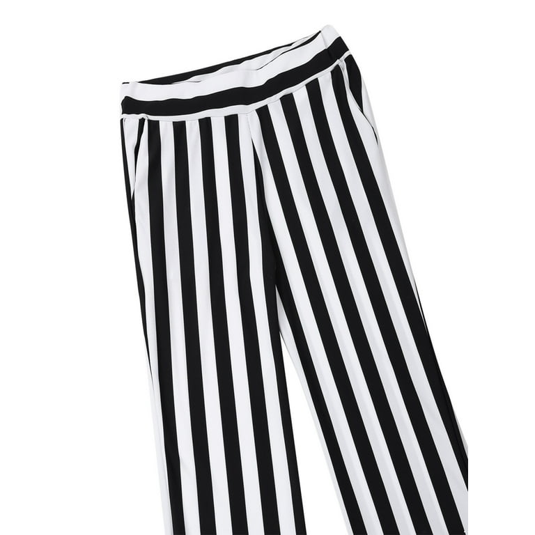Black white top vertical striped pants