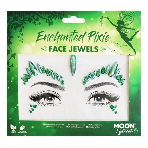 Face Jewels by Moon Glitter - Festival Cara Cuerpo Gemas Cristal Maquillaje Ojos Glitter Pegatinas Tatuaje Temporal Joyas (Pixie Encantado)
