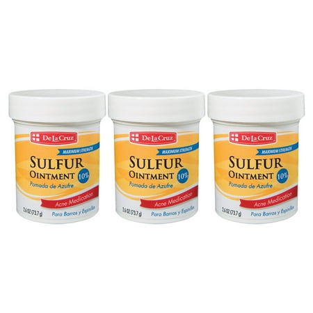 (3 Pack) De La Cruz Sulfur Ointment Acne Medication 10%, 2.6 (Best Sulfur Acne Spot Treatment)