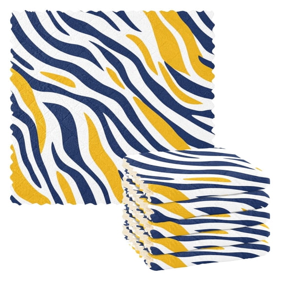 Yellow Blue Zabra Skin Stripes Dish Cloths Dish Towels Cleaning Cloths Quick Drying Reusable 11" x 11" Set of 6