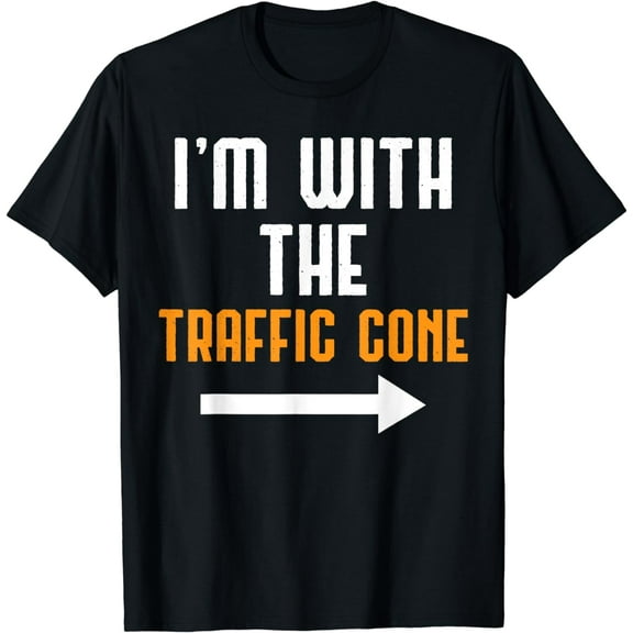 I'm With The Traffic Cone Costume Funny Halloween Couple T-Shirt