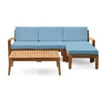 thumbnail image 6 of Afuera Living Outdoor 3 Seat Acacia Wood Sectional Sofa Set Teak/Blue, 6 of 13