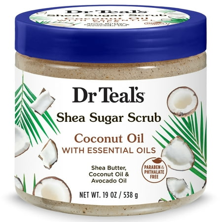 Dr. Teal's Shea Sugar Scrub, Coconut Oil With Essential Oils, 19 oz (538 g)