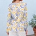 thumbnail image 4 of WTOBBY Floral Print Women's Long Sleeve Round Neck T-shirt Casual Top Fashion Wear Stretch Fabric Comfort Fit Lightweight Material Daily Outfit Layering Piece Ideal for US Market,Light Blue M, 4 of 5