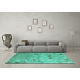 thumbnail image 3 of Ahgly Company Indoor Square Abstract Turquoise Blue Modern Area Rugs, 4' Square, 3 of 4