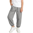 thumbnail image 5 of dazeni Boy Sweatpants Joggers Pants with Pockets Kids Lightweight Quick Dry High Waiste Drawstring Athletic Pants for Summer Outdoor Gray 120, 5 of 6