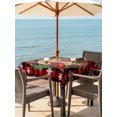 thumbnail image 2 of Outdoor Tablecloth with Umbrella Hole and Zipper, Red Plaid Christmas Square Table Cloth 54x54 Inch Waterproof Tablecloth, Xmas Snowflake Birds Botanical Picnic Table Cover for Patio Camping, 2 of 7