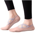 thumbnail image 5 of Womens Non Slip Yoga Socks, Pink Grip Socks for Pilates & Barre, Ballet Inspired with Crisscross Straps, Low Cut Socks 3-Pack,Size Free Size, 5 of 7