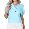 thumbnail image 2 of Summer Short Sleeve Tunic Tops for Women's Casual V Neck Button Shirts S Blue, 2 of 6