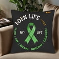 thumbnail image 5 of Set of 2 Decorative Throw Pillow Covers 18x18in - Black Background with Green Ribbon & ' DOUN LIFE ' Design for Couch Bed Car, 5 of 8