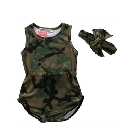 

Pudcoco Toddler Baby Girl Camo Bodysuit Romper Jumpsuit Clothes Outfits