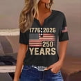 thumbnail image 2 of Trgacdwlo 250th Anniversary USA Shirts Short Sleeves Tops for Women Button V Neck Flag Print Celebration 4th of July Women Graphic Tshirt Black M, 2 of 4