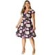 thumbnail image 1 of Vestido Floral Cuello V ManDe Casquillo Por EnciDe RodilTalGrande PaMujer Negro 4XL, 1 of 6
