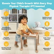 Little Balance Box, Best Push Pull Walker Toy, 2-in-1 No Wheels Spring Feet, Wooden Walker, Girl Boy Toddler Walker Push Stand Toys, Toddler, Child Activity Table (Grey + Booties)