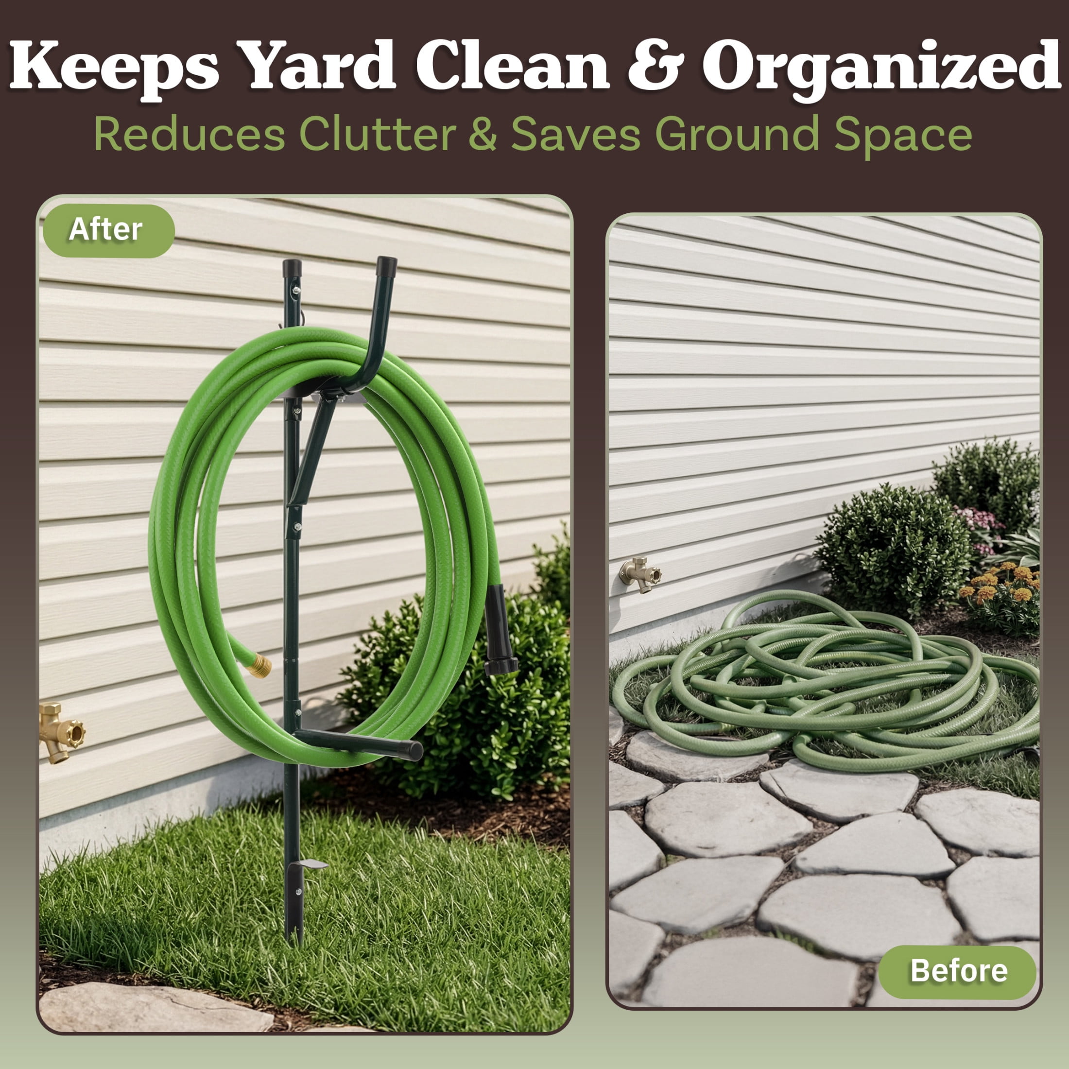 Pure Garden Water Hose Stand - Garden Hose Holder Freestanding Reel for 65.6ft of Hosing