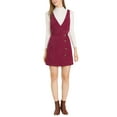 thumbnail image 2 of Vestido Pinafore A-Line de Terciopelo para Mujeres INSPIRE CHIC, Cuello en V, Mini, Talla XL, Rojo Vino, 2 of 6