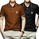 thumbnail image 2 of Los Hombres Polo Camiseta M-5XL De Gran Tamaño De La Moda Casual Actividad De Color Sólido Cuello De Manga Corta Topspangjing, 2 of 4