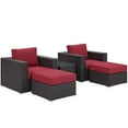 thumbnail image 3 of Modway Convene 5 Piece Outdoor Patio Sectional Set in Espresso Red, 3 of 6
