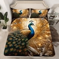 thumbnail image 2 of Peacock Sheet Set Exotic Birds Animal Sheets King, Elegant Gorgeous Golden Feather Bed Sheets Set Victorian Style Peacock Decor Bedding Set Home Decor Aesthetic for All Season, 2 of 5