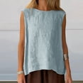 thumbnail image 7 of Babysbule Women's Sleeveless Linen-Look Round Neck Tank Top, Loose Fit Casual Blouse, 100% Polyester Summer Shirt for Daily and Vacation Wear, 7 of 7