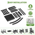 thumbnail image 3 of Outdoor High Back Rocking Chair, HDPE Poly Porch Rocker for Adults, All Weather Resistant Black Patio Furniture, Black, Set of 2, 3 of 7