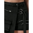 thumbnail image 5 of DARING DIVA Women's High Waist Western Asymmetrical Denim Cargo Skirt Shorts 2XL Black, 5 of 7