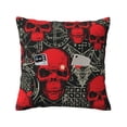 thumbnail image 2 of LNWH Red Skull Doodle Throw Pillow Covers, Square Soft Linen Decorative Pillow Cases, 18"x18", 2 of 8