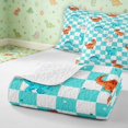 thumbnail image 4 of Manfei Dino Wildlife Plaid Twin Quilt Set,Kawaii Animals Egg Twin Coverlet Set,Blue White,2pcs,1 Bedspread and 1 Pillowcase, 4 of 7