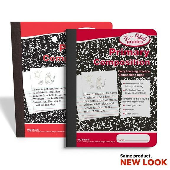 Staples Composition Notebook 7.5" x 9.75" Primary Ruled 100/Sheets Red/Black Marble 3/Pack 42079CVS