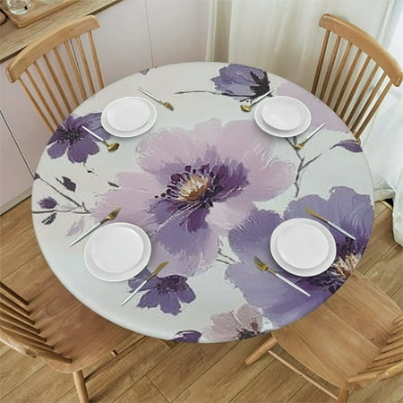 

Palnkart Flowers Round Tablecloth Stain-Resistant Washable Indoor Outdoor Restaurant Wedding Party Picnic Camping 100% Polyester Soft Durable 46 -50