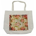 thumbnail image 1 of Rose Shopping Bag, Grunge Psychedelic Floral Motif with Dated Retro Dark Lace Boho Patterns, Eco-Friendly Reusable Bag for Groceries Beach and More, 15.5" X 14.5", Cream, by Ambesonne, 1 of 2