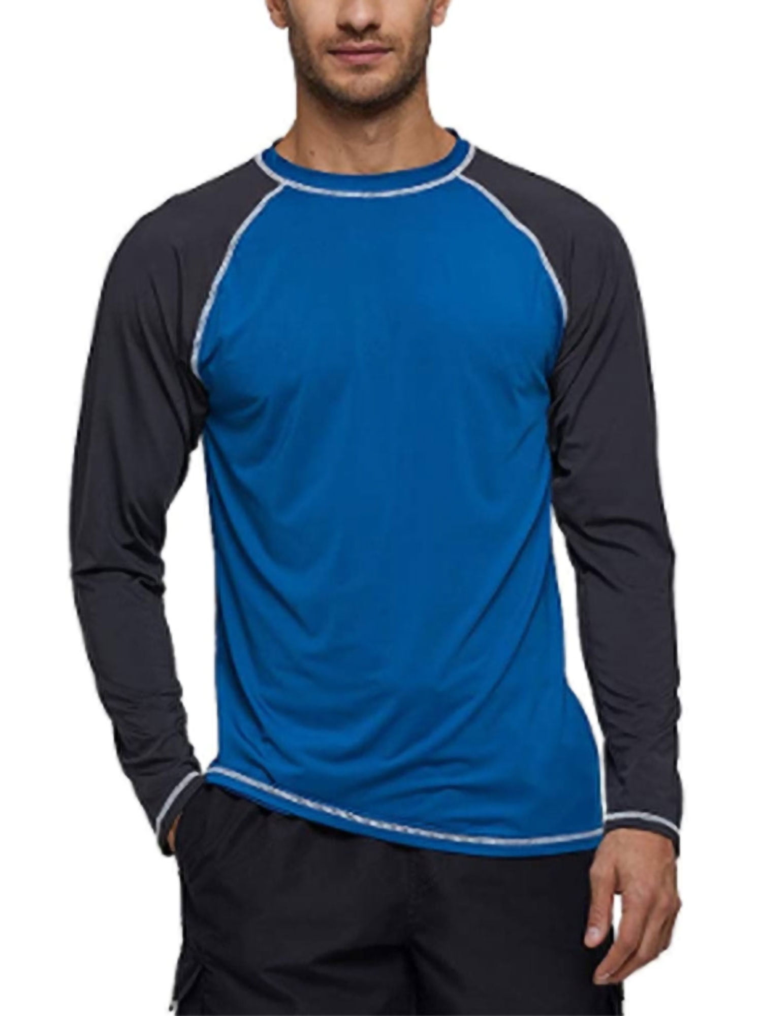 Mens Swim Shirts Rash Guard Long Sleeve Shirts UPF50 Sun Protection SPF T-Shirts Fishing Hiking Swimming 
