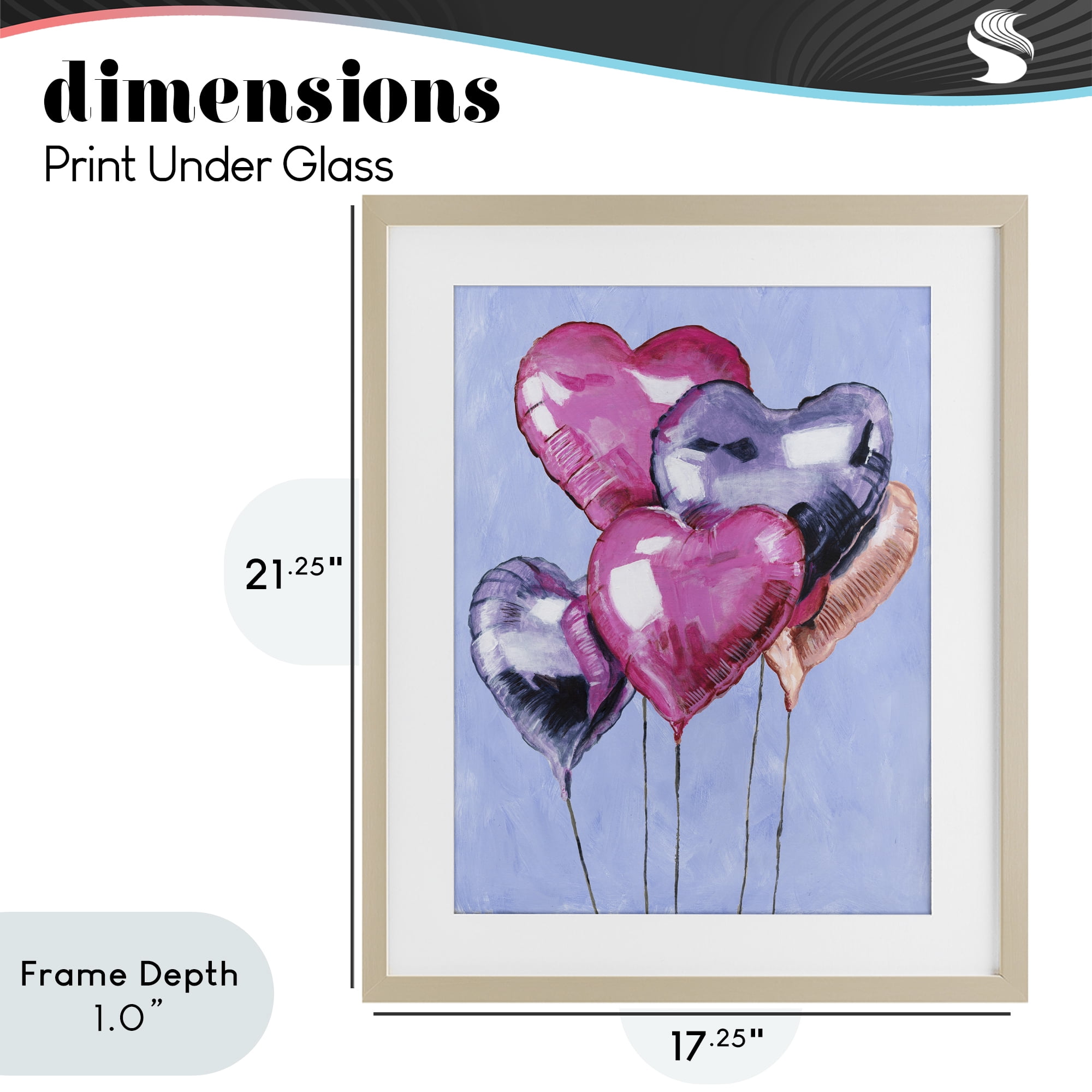 Stupell Industries Heart Balloons Celebration Birch Framed Print Under Glass, design by Michael Willett